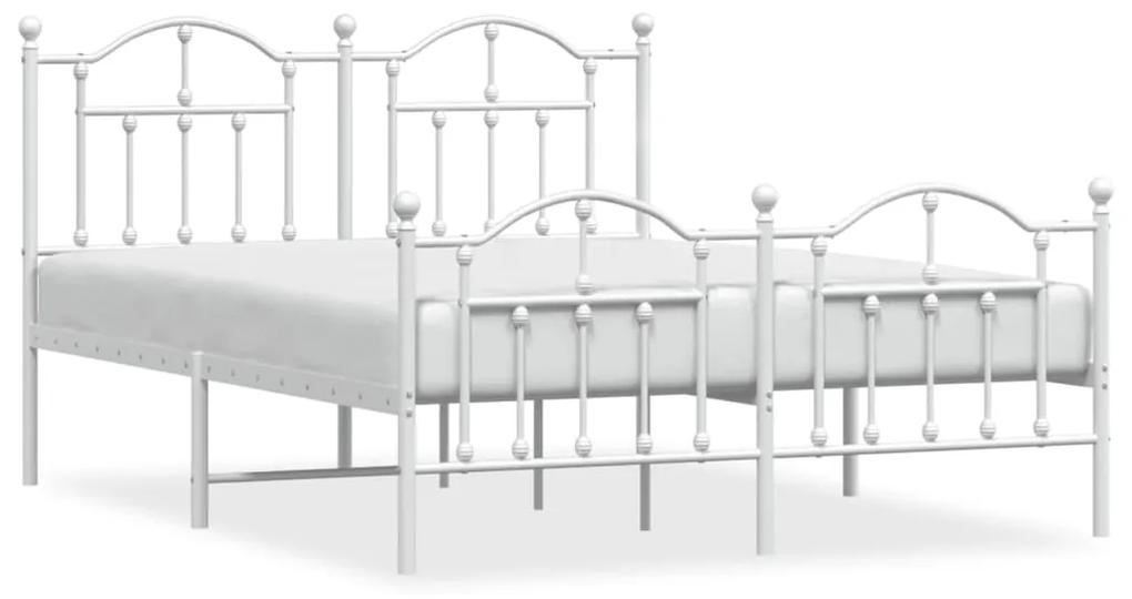 353507 vidaXL Cadru de pat metalic cu tăblie, alb, 140x200 cm