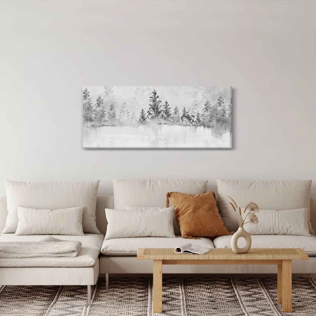 Tablou - Cerb lângă lac (120x50 cm)