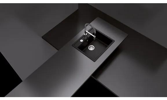 Chiuveta bucatarie Schock Mono N-100 Cristadur Puro cu sifon automat, granit, montare pe blat 57 x 51 cm