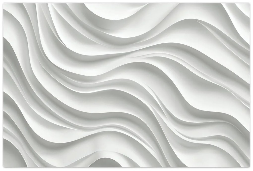 Tablou - Valuri Albe 3D (90x60 cm)