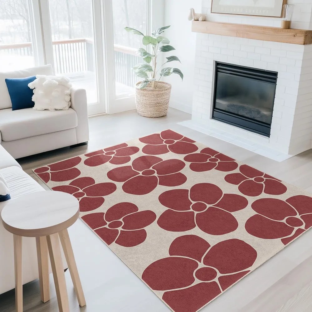 Covor tip traversă roșu lavabil 80x200 cm Red Meadow – Mila Home