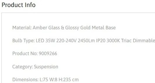 Lustra moderna cu 5 pendule LED, Metal, Auriu, Sticla, Amber, Norma
