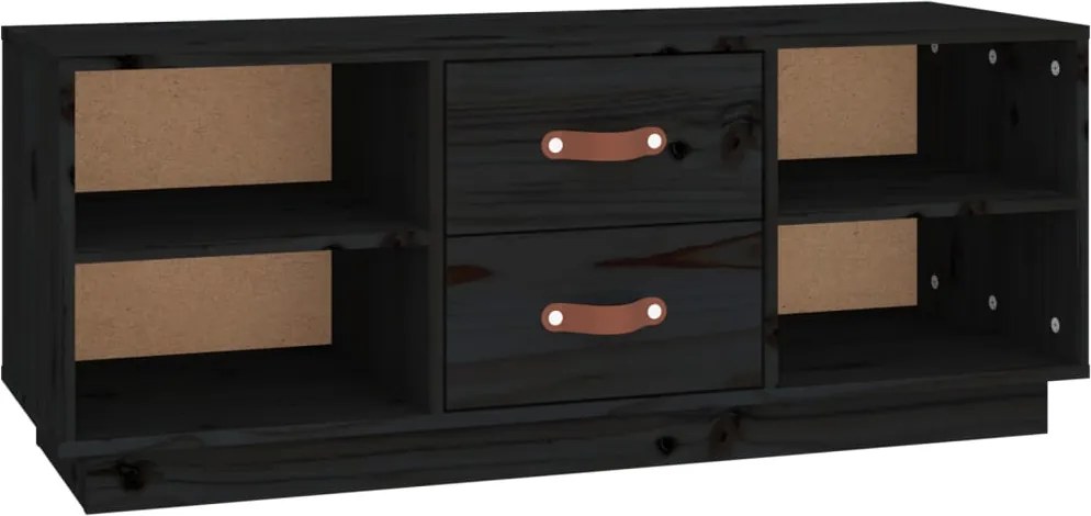 vidaXL Comodă TV, negru, 100x34x40 cm, lemn masiv de pin