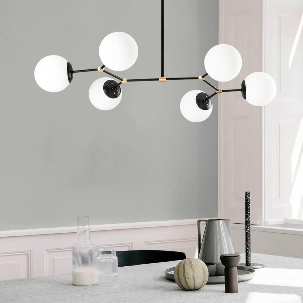 Lustră de 6 becuri Opviq lights Damar Horizontal, negru