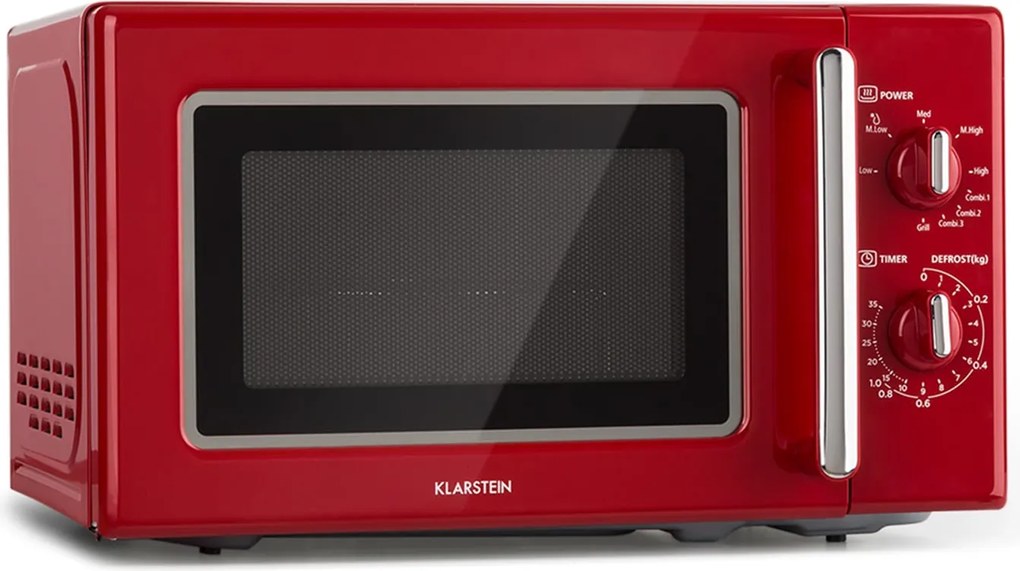 Klarstein Caroline, cuptor cu microunde 20l 700/1000 W Ø 25.5 cm QuickSelect retro roșu