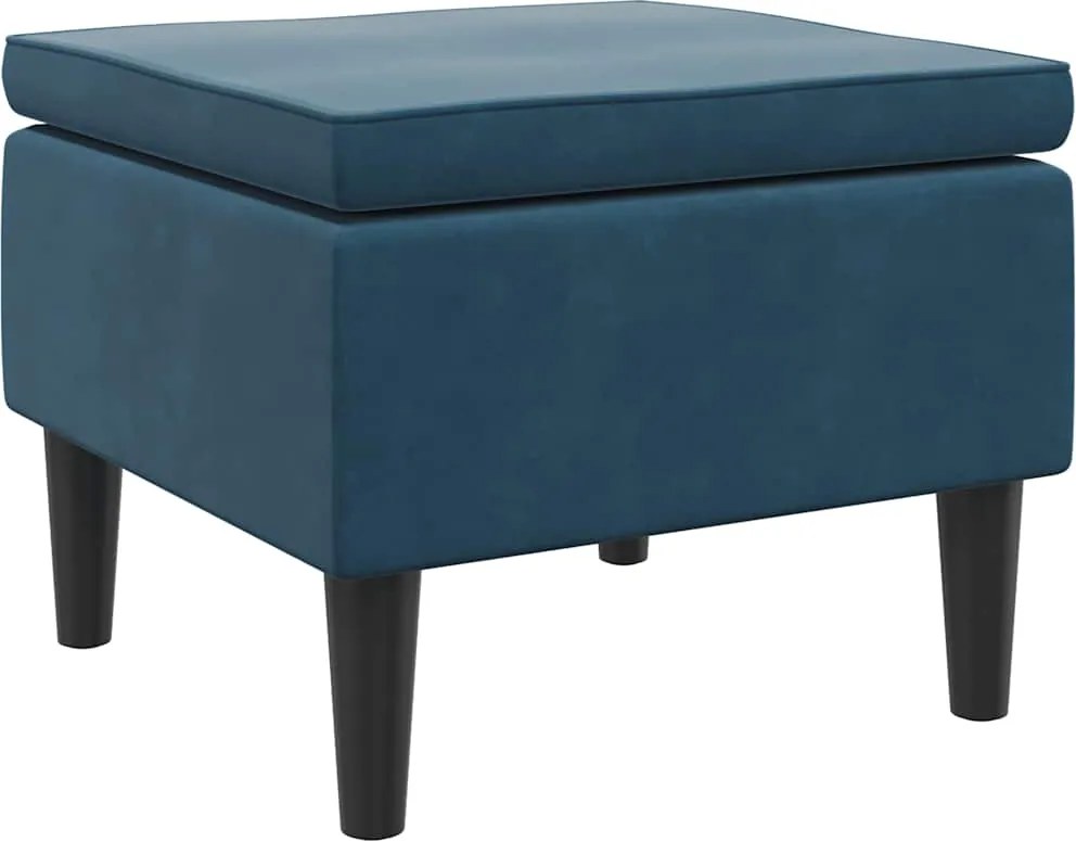 vidaXL Scaun cu picioare din lemn, albastru, catifea