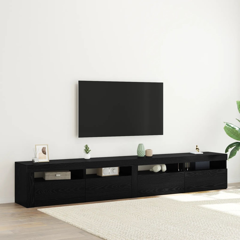 vidaXL Set de Cabinet TV 3 pcs Stejar negru 240 x 35 x 40 cm