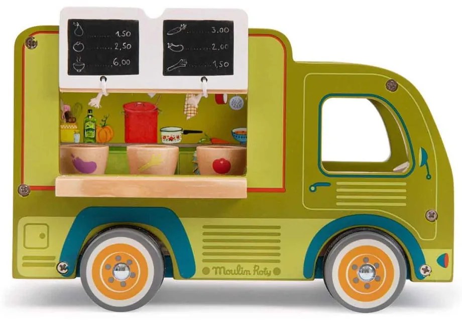 Mașinuță din lemn La Grande Famille Food Truck – Moulin Roty