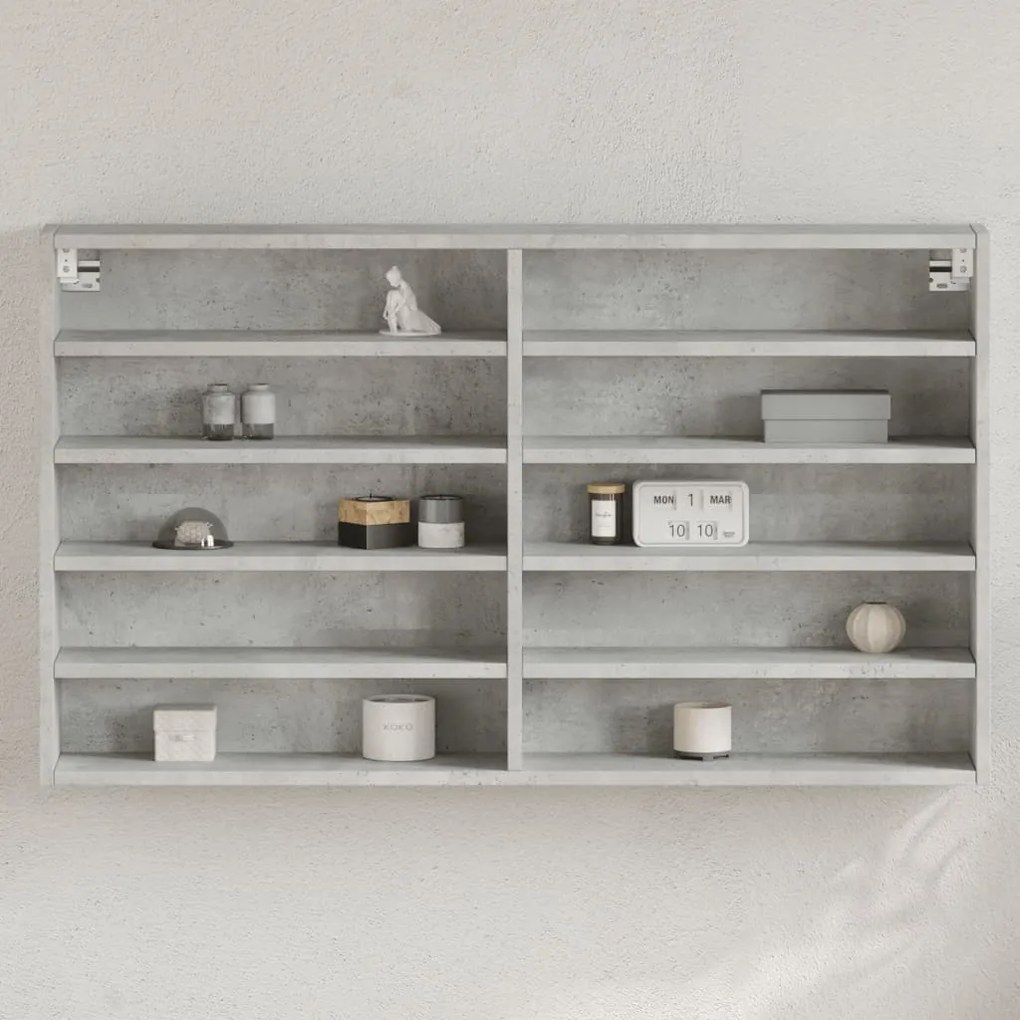 vidaXL Dulap cu vitrină, gri beton, 100x15x58 cm, lemn prelucrat