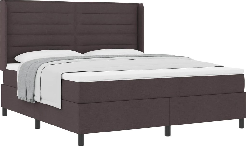 vidaXL Pat cu arcuri cu saltea Maro închis 200 x 180 cm țesătură