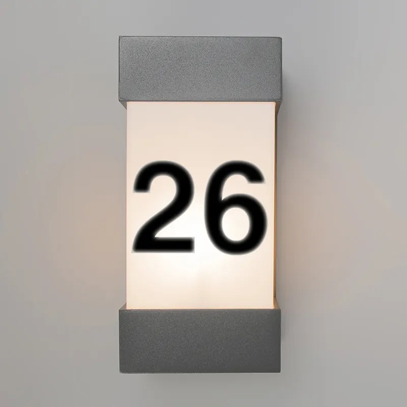Aplica de exterior antracit cu număr de casă IP54 - Tide V