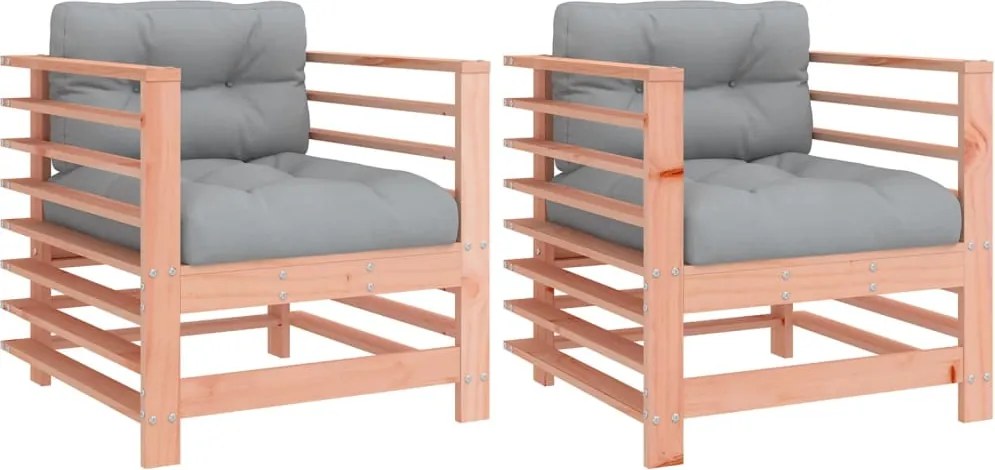 vidaXL Scaune de grădină cu perne, 2 buc., lemn masiv douglas