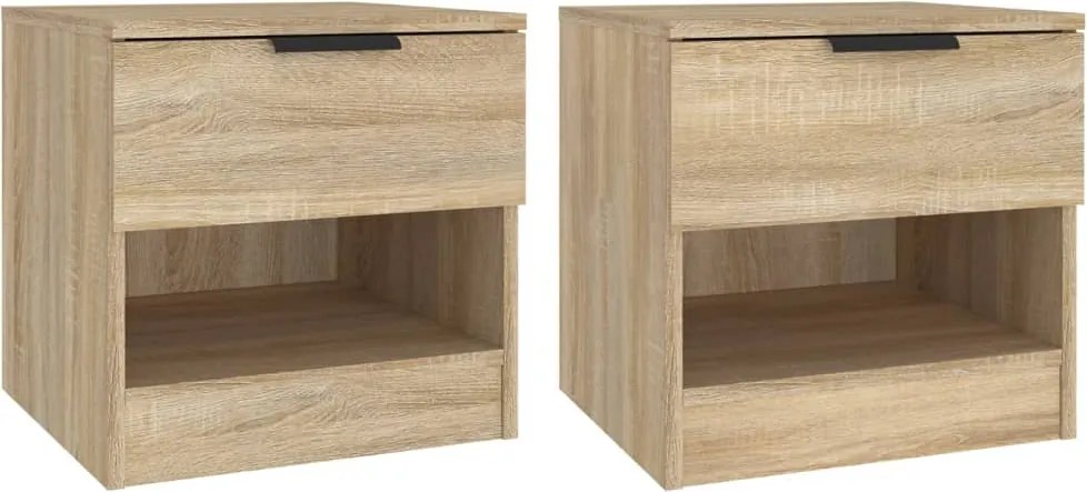 vidaXL Noptiere, 2 buc., stejar sonoma, lemn prelucrat