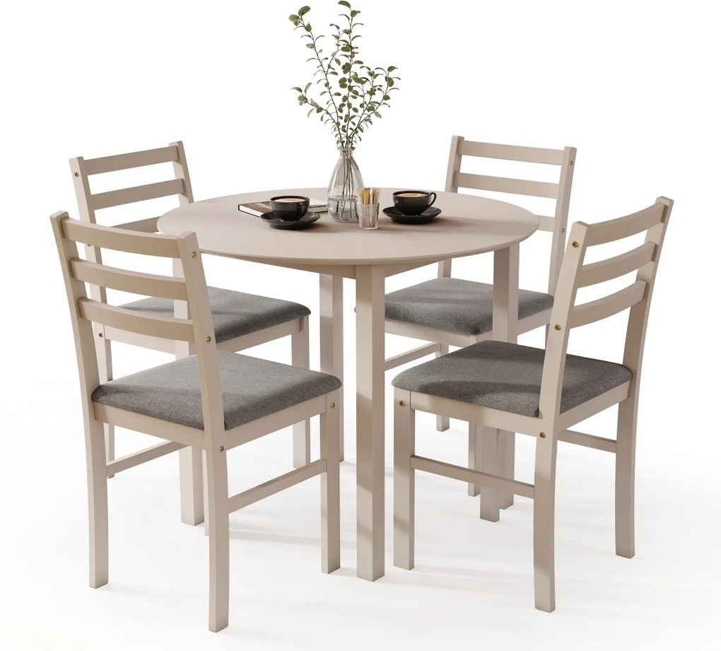 Set TORINO Masă rotundă + 4 scaune Cașmir (Bej) / Gri Deschis
