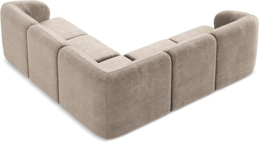 Colțar maro deschis cu tapițerie din chenille Lani – Makamii