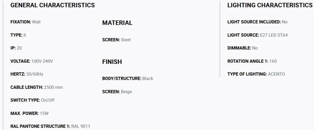 Aplica metal stil retro abajur ajustabil MARTINICA XL negru, bej