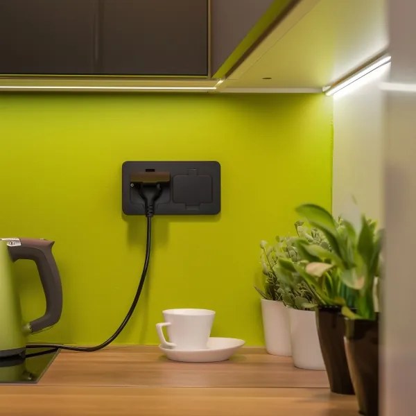 Priză dublă încastrabilă de podea de exterior Solight 5B323B IP55 negru dreptunghiular