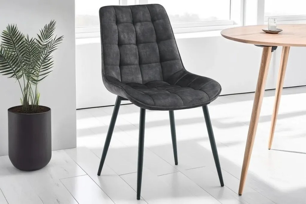 Set de 4 scaune ROADSTAR catifea gri inchis