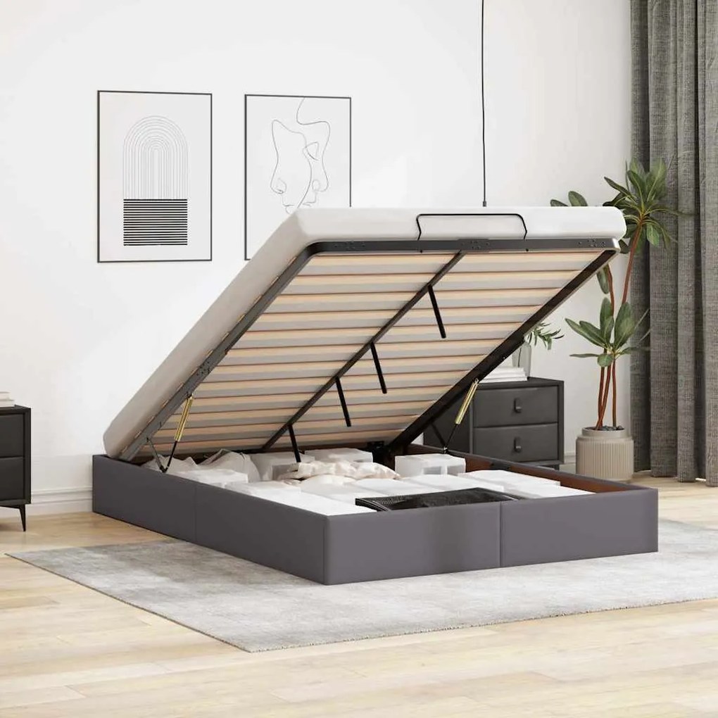 vidaXL Cadru de pat otoman fără saltea gri 140x190cm piele artificială