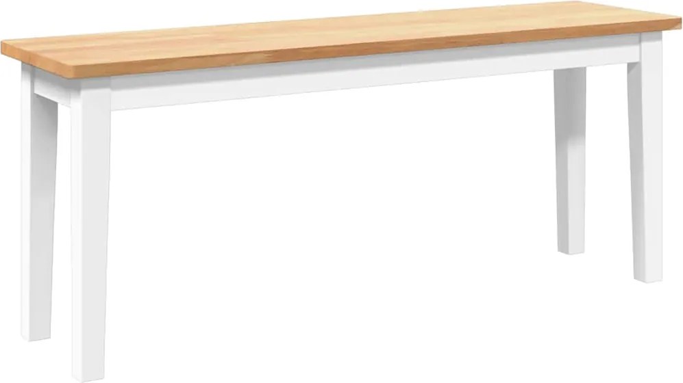 vidaXL Bancă 110 cm din lemn masiv alb cauciuc