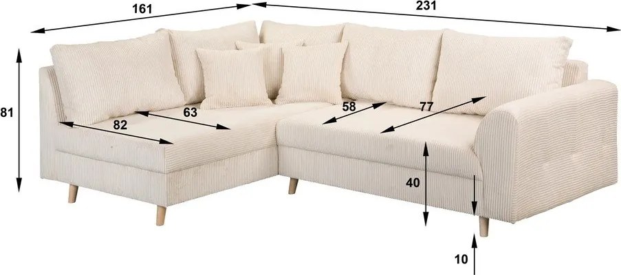 Colțar crem (pe partea stângă ) Ariella – Ropez