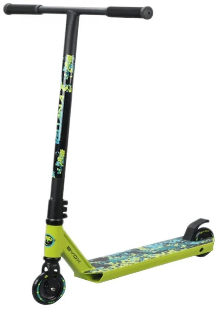 Trotineta Freestyle NOVOKIDS™ Iguana Special edition, maxim 100 kg, Frana picior, Cadru si roti aluminiu, Diametru roata 100 mm, Verde