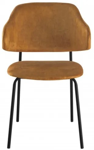 Neînvins Scaun de design Tracy catifea galben mustar cu cadru negru