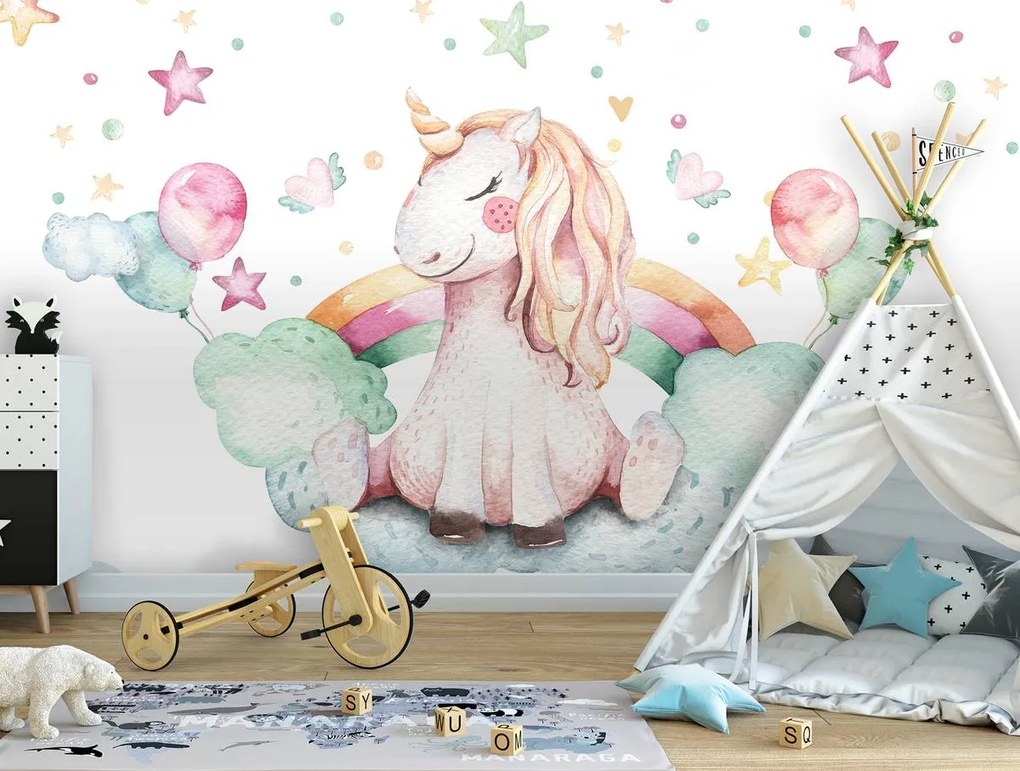 Fototapet - Unicorn și norii (254x184 cm)