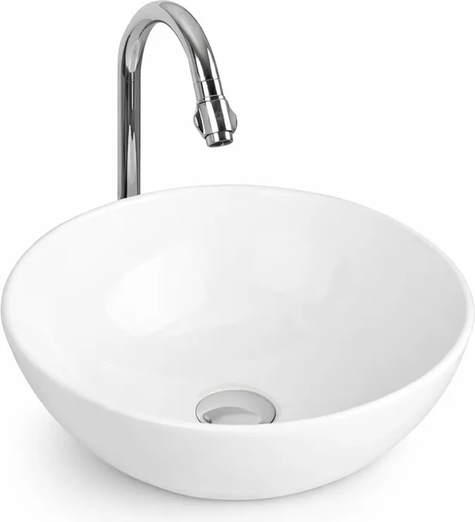 PARMA || Lavabou, de pus pe blat, ceramică, alb, rotund