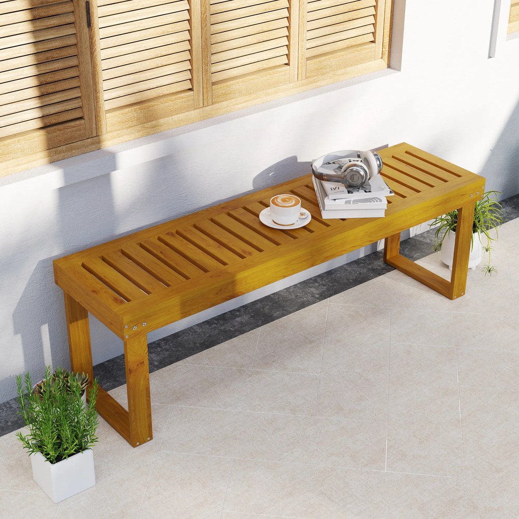 Outsunny Banc de gradina banc din lemn de pin 2 locuri banca de gradina sezut cu lamele 132 x 34 x 43 cm lemn natural | Aosom Romania