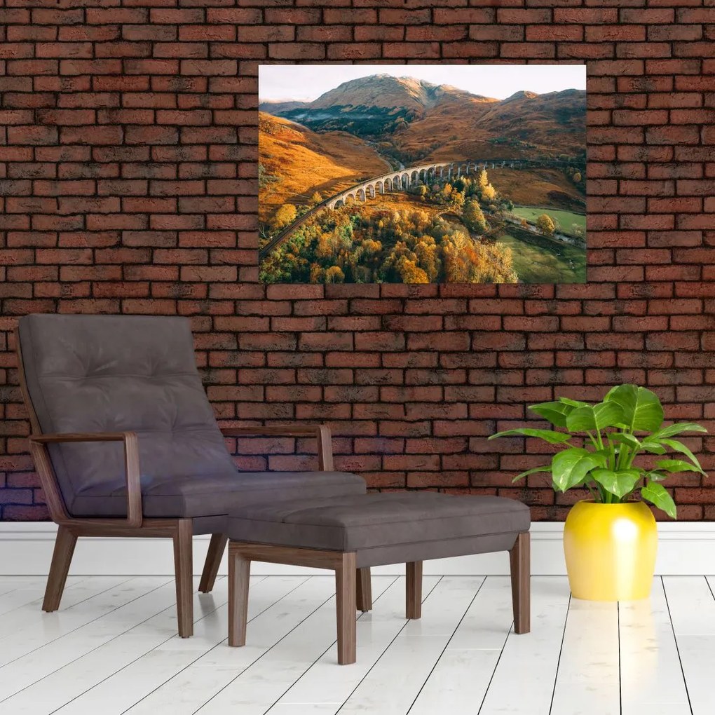 Tablou cu pod în valea din Scoția (90x60 cm)
