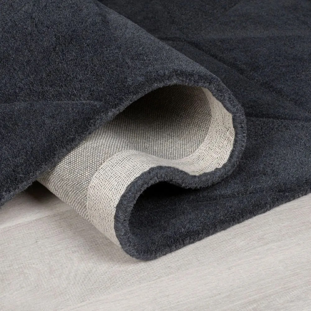 Covor gri antracit țesut manual rotund din lână ø 160 cm Shard Charcoal – Flair Rugs