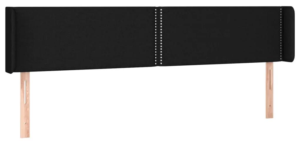 Tablie de pat cu LED, negru, 183x16x78 88 cm, textil 1, Negru, 183 x 16 x 78 88 cm