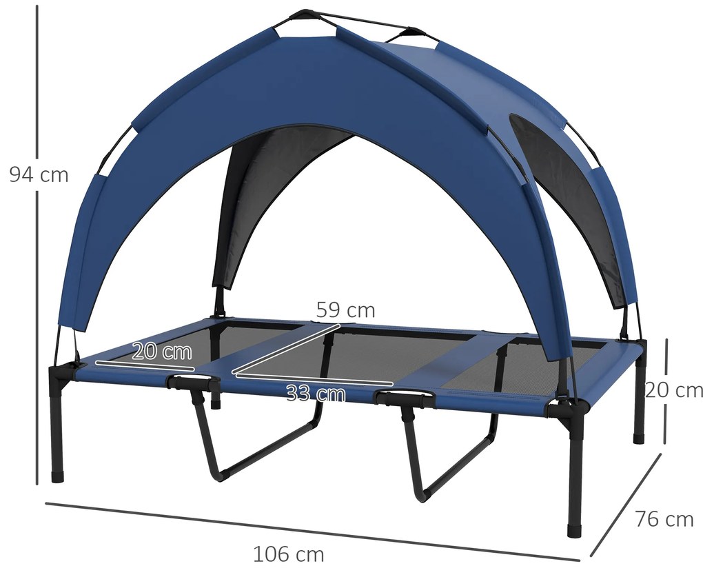 PawHut Pat Înălțat Racoritor pentru Câini, Design Portabil, Ideal pentru Vară, cu Plasă Respirabilă, 106x76x94cm, Albastru Închis | Aosom Romania