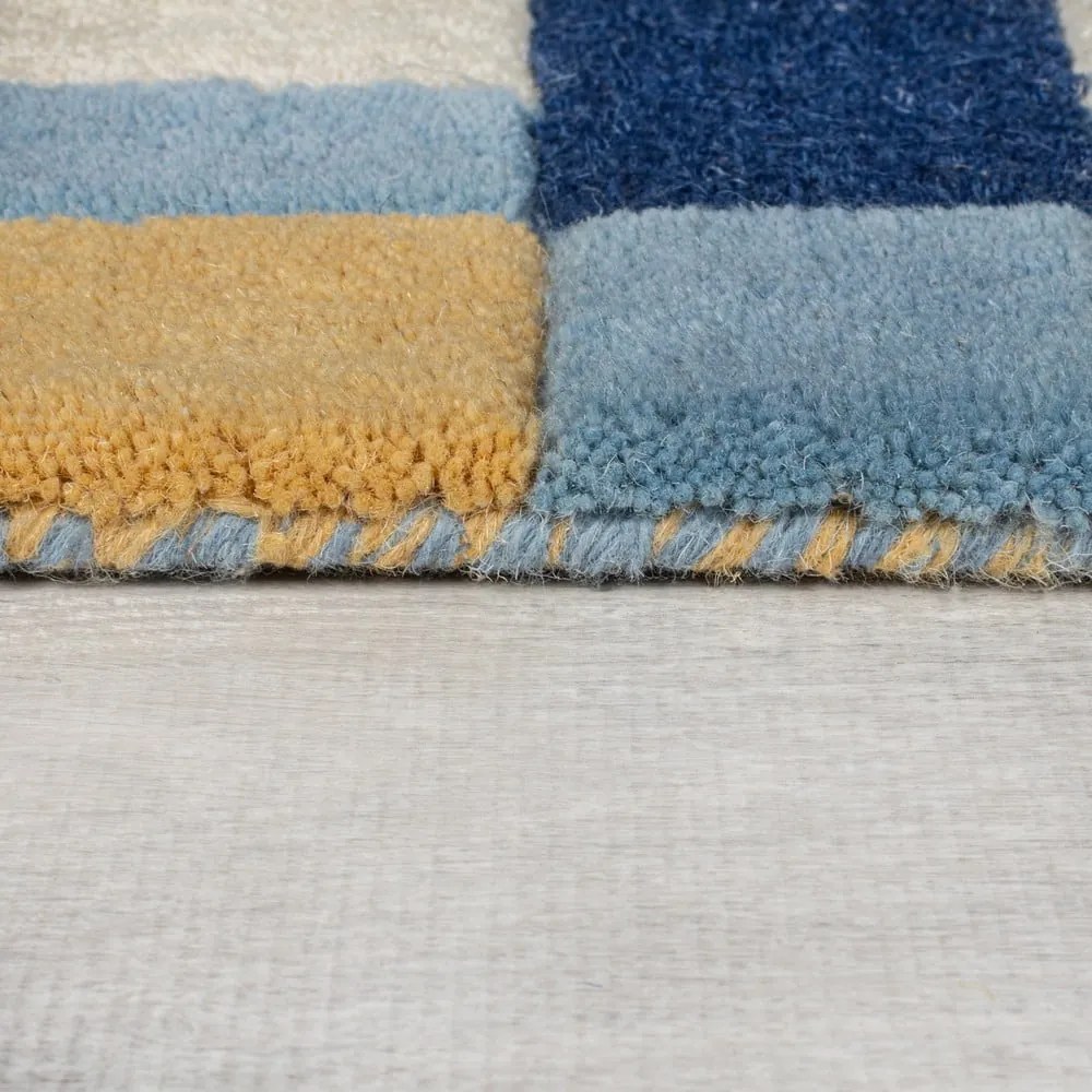 Covor tip traversă albastru țesut manual din lână 60x230 cm Kai Wool Border – Flair Rugs