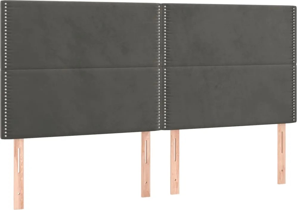 vidaXL Tăblie de pat gri închis 180x5x118/128 cm catifea