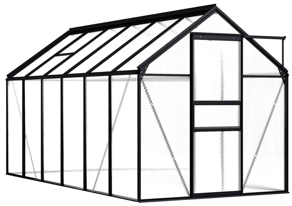 vidaXL Seră, antracit, 7,03 m², aluminiu