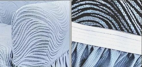 Set 2 Huse elastice pentru fotolii, cu volanas si model Jacquard Gri in dungi