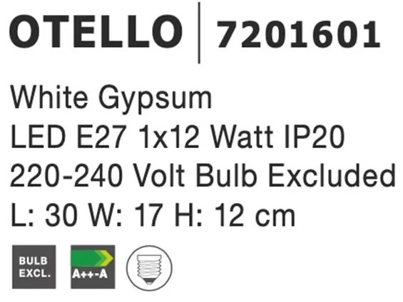 Aplica de perete cu iluminat ambiental gips alb OTELLO