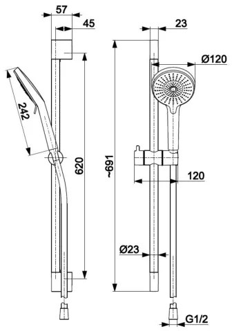 Set de duș KFA Armatura 841-345-81 OTAVA alamă/negru mat