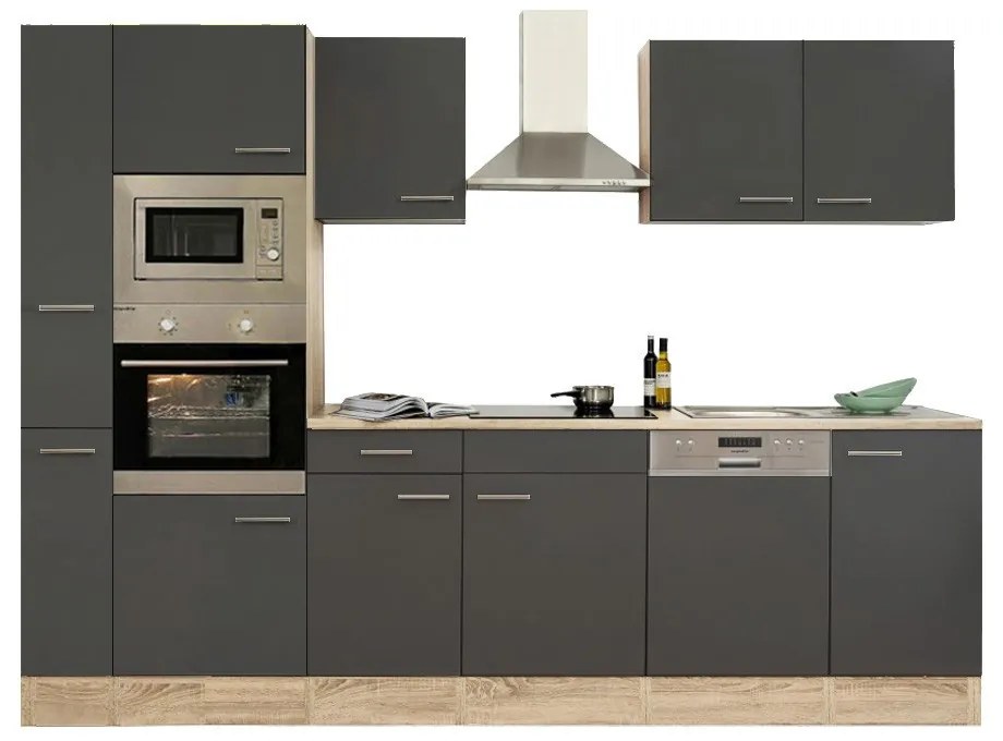 Mobilă de bucătărie Yorki 310, corp din stejar sonoma, cu față antracit satinat