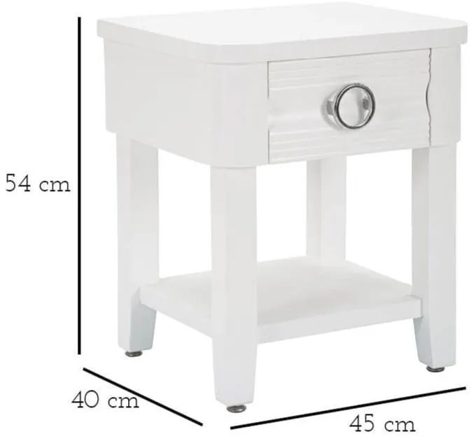 Noptieră albă din lemn masiv de brad Shine – Mauro Ferretti