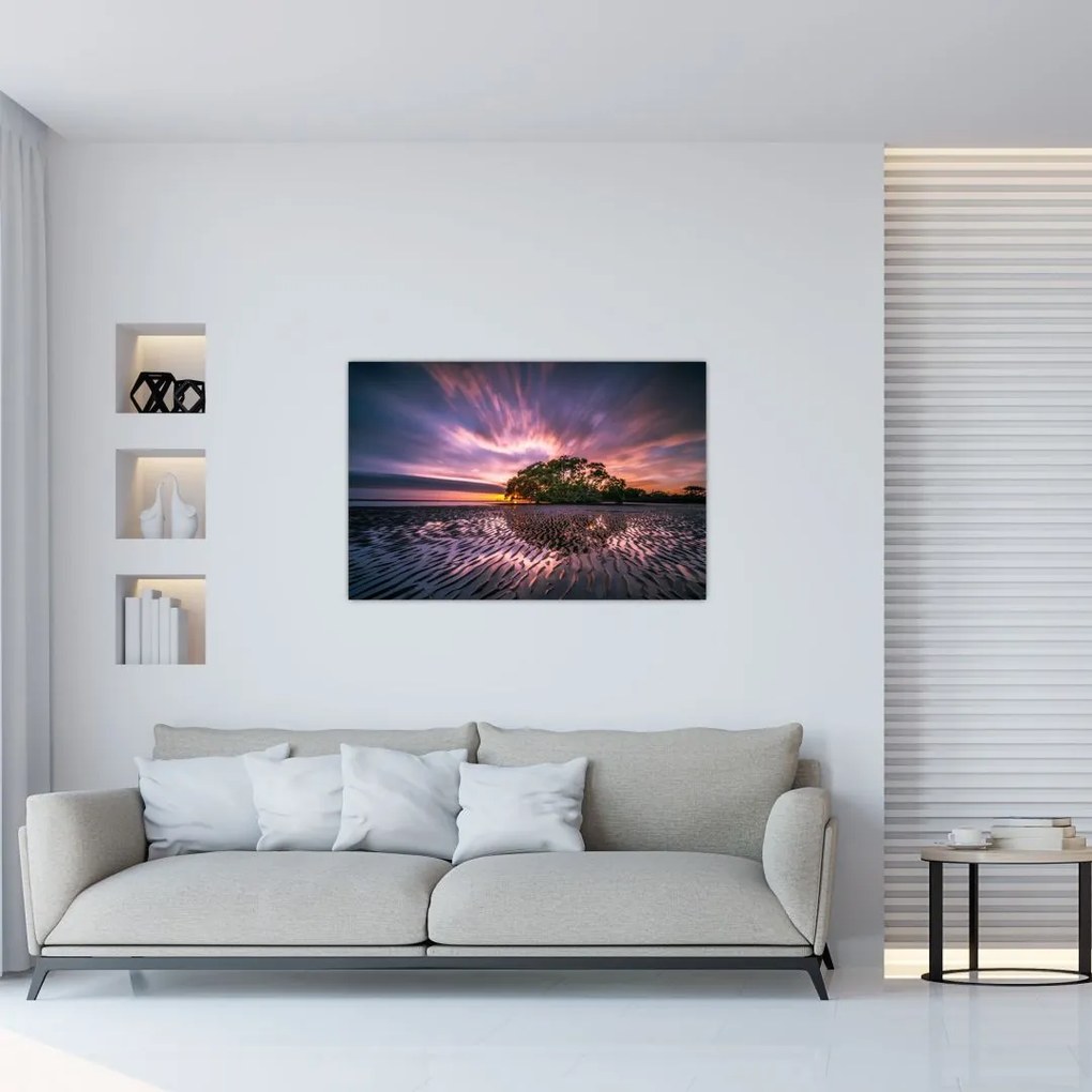 Tablou cu plajă în apus de soare (90x60 cm)