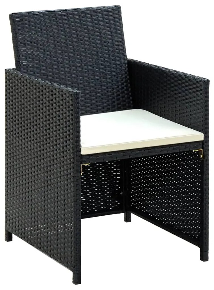 43907 vidaXL Set mobilier de grădină cu perne, 4 piese, negru, poliratan