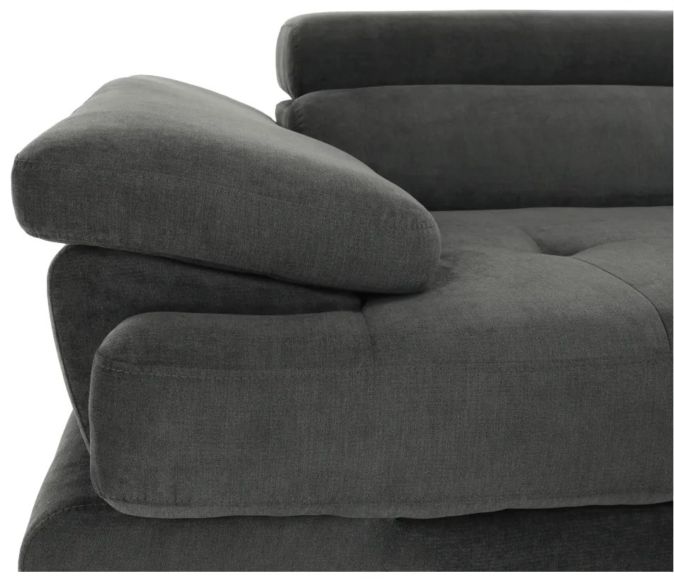 Colţar, piele ecologică gri-maro, model dreapta, BUTON P