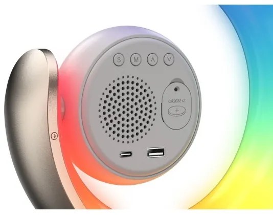 Immax 08981L - Lampă de birou LED RGBW dimabilă cu ceas PEACOCK LED/20W/5V USB