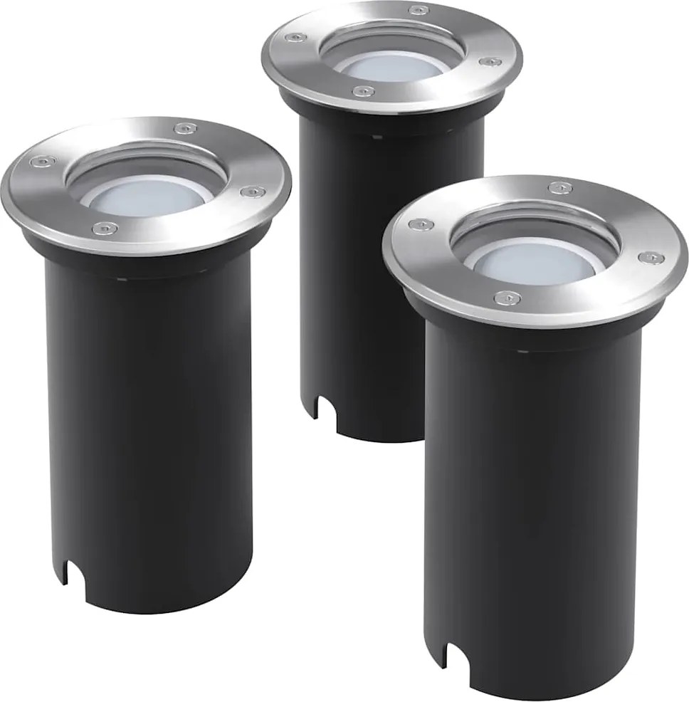 vidaXL Corpuri de iluminat LED pentru sol, exterior, rotunde, 3 buc.