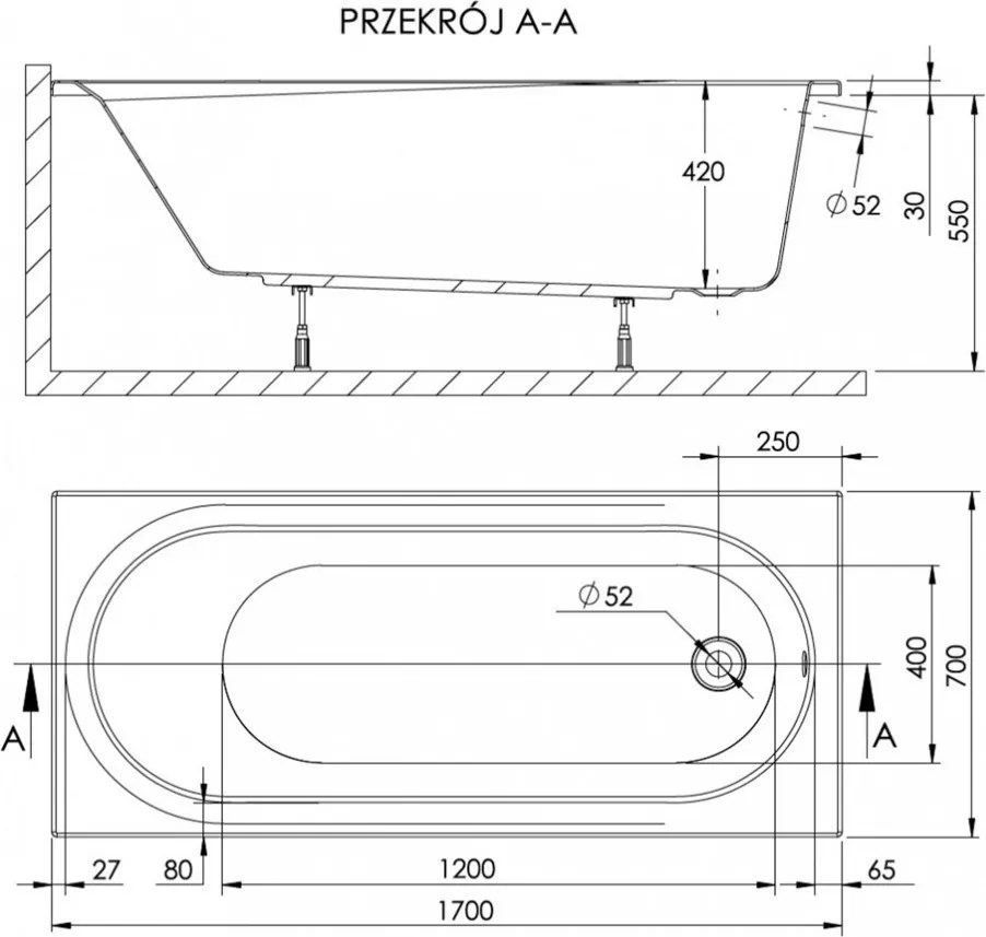 Cadă dreaptă Dida 70x170