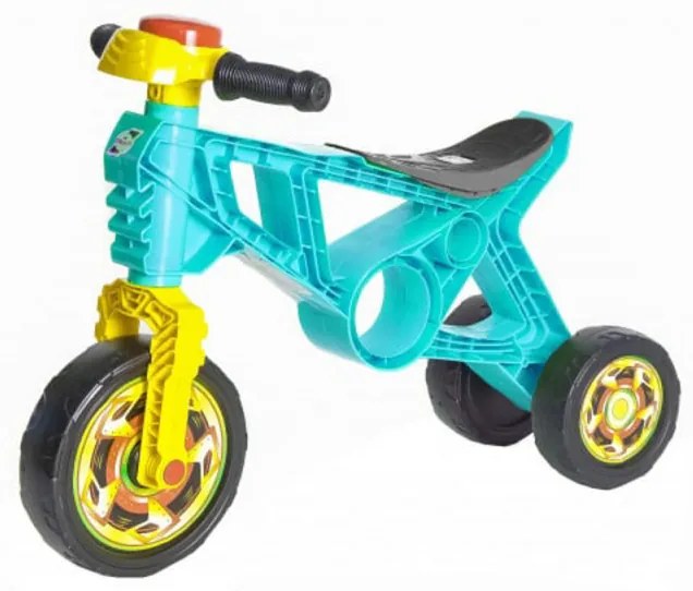Motocicleta cu functie de trotineta fara pedale pentru copii NOVOKIDS™ EVO Balance Bike, Cu claxon, Maxim 30 Kg, 3 roti, Stabilitate mare, Turquoise