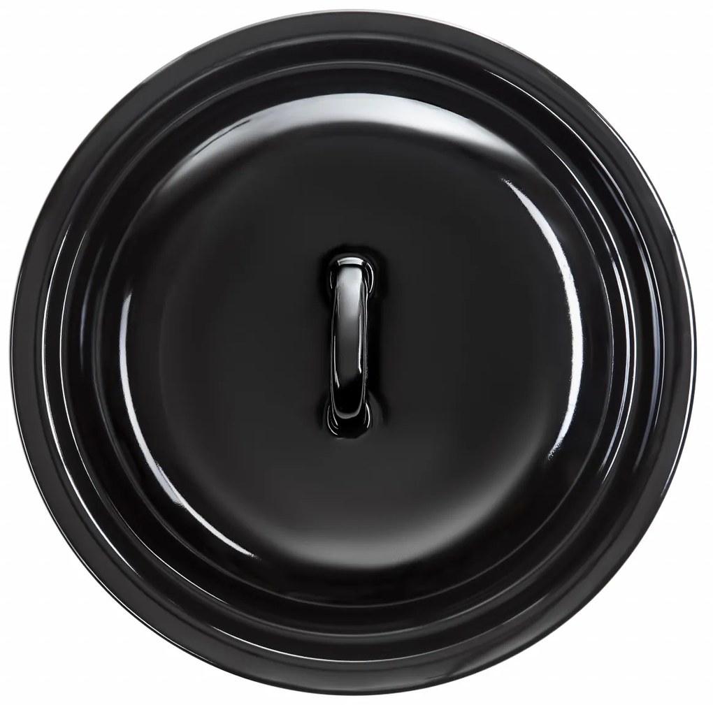 Capac emailat 22cm, negru, Emalia Olkusz